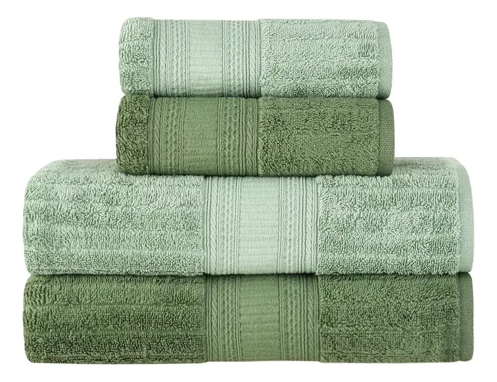 Jogo de Toalhas Buddemeyer Atena Fio Penteado Banho Verde/Verde Claro 4 peças - R$ 281,16