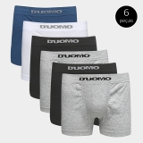 Kit Cueca Boxer Duomo Sem Costura 6 Peças – Branco e Preto